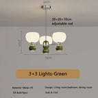 6 lumières Vert / Lumière chaude