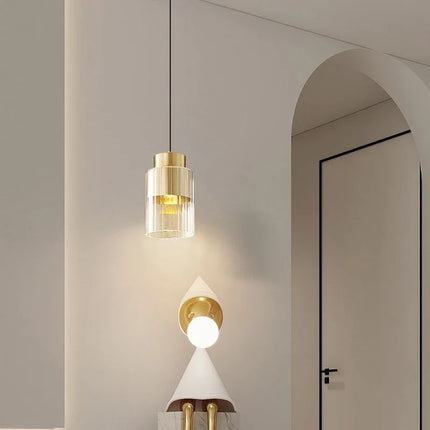 Lustre suspension moderne en verre transparent à fil réglable — LZ4X9P2