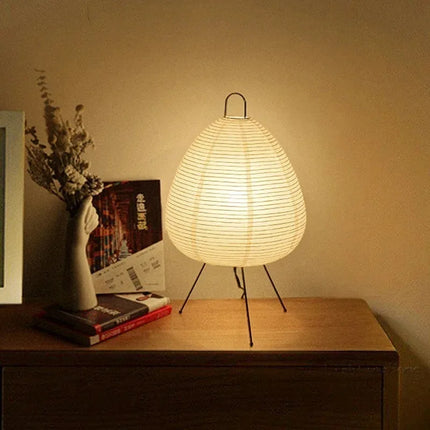 Lampe de chevet Wabi Sabi en papier de riz au design rétro — LZ4X9P2
