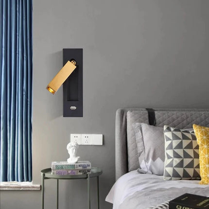 Applique murale LED rotative en laiton avec interrupteur USB — LZ4QX9J