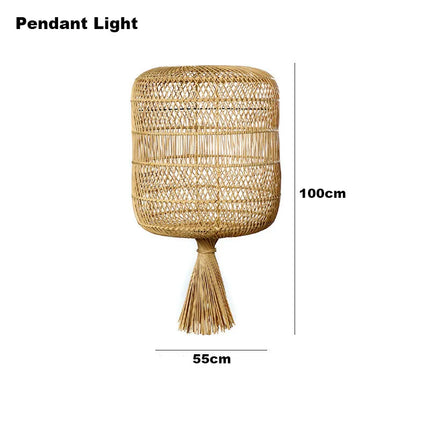 Lampadaire vintage en rotin au design simple et nostalgique — LZ4X9P2