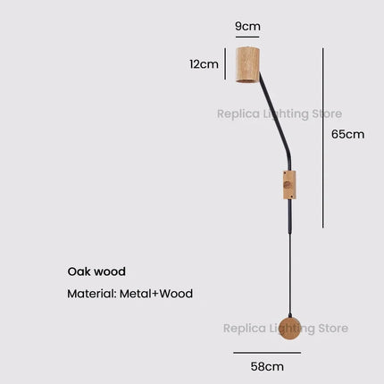 Applique murale vintage en bois à bras oscillant pour hôtel et café — LZ4X9T2