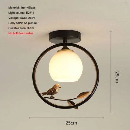 Plafonnier nordique en fer avec décoration oiseau — LZ4X9Q2