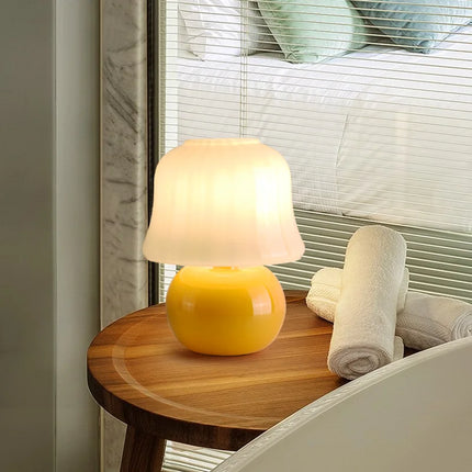 Lampe de chevet en verre forme champignon artisanale pour ambiance chaleureuse — LZ4X9P2