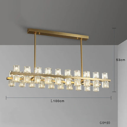 lustre led en cuivre et cristal design moderne luxueux