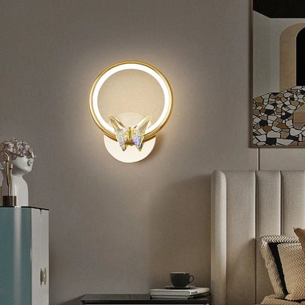 Applique murale LED papillon en cristal au design moderne — LZ4XJ7