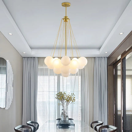 Lustre moderne en métal avec globe en verre et bulles décoratives — LZ4QJ7M