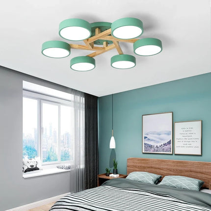 Lustre LED suspension style nordique en bois massif — LZ4X9P