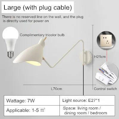 Applique murale LED à bras long réglable au design créatif — LZ4X9T