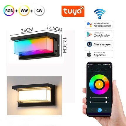 Applique murale LED extérieure Wi-Fi étanche double abat-jour aluminium et acrylique — LZ4F9X2