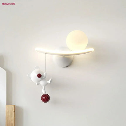 Applique murale en métal décor ours et lune pour intérieur — LZ4X9J
