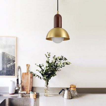 Lustre minimaliste en noyer noir avec applique murale en laiton style japonais — LZ4X9P
