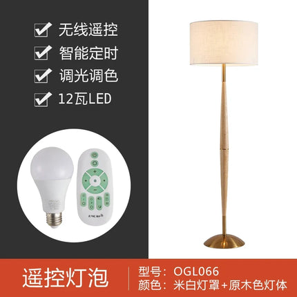 Lampadaire en bois de noyer avec abat-jour en tissu décoratif — LZ4X9M