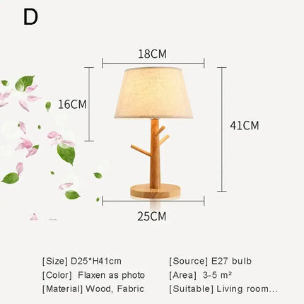 Lampe à poser en bois avec abat-jour en tissu décoratif moderne — LZ4X9M2