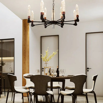 Lustre suspension nordique en fer et cristal moderne — LZ4X9V