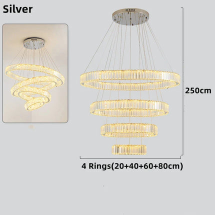 Lustre moderne en cristal avec anneaux réglables pour intérieur — LZ4X9P2