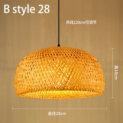 Lustre suspension style chinois fait main en bambou tressé vintage — LZ4Q9X