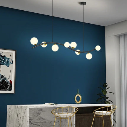 Lustre suspension en verre noir style nordique pour bar et restaurant — LZ4X9J