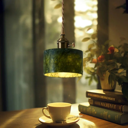 Suspension en jade naturel style rétro français pour intérieur élégant — LZ4X9P2Q