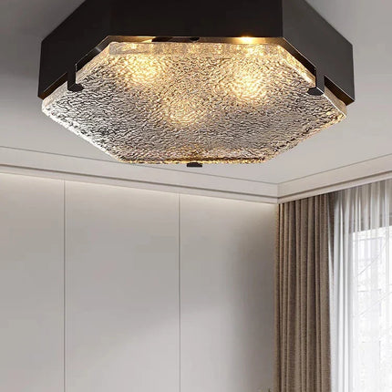 Plafonnier en cuivre avec verre ondulé pour intérieur moderne — LZ4X7Q