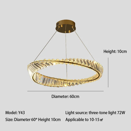Lustre LED moderne en cristal avec anneau décoratif en acier — LZ4P7X