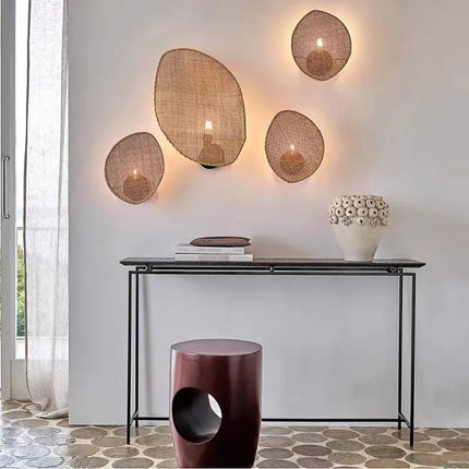 Applique murale en rotin tissé style wabi sabi pour décoration japonaise — LZ4X9T