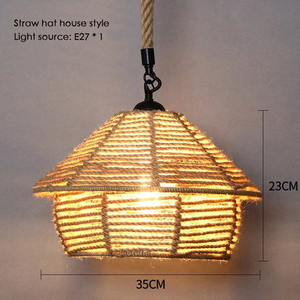 Sisal chanvre corde suspension plafonnier Lustre suspendu Lustre fer main tressage rustique rétro pour salle à manger décor