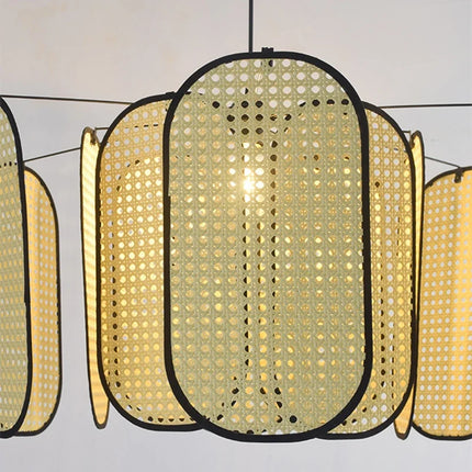 Plafonnier rotin style chinois décoratif pour restaurant — LZ4X9P2