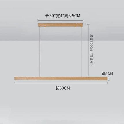 Lustre rétro en bois de noyer avec bande allongée pour loft — LZ4F7Q2