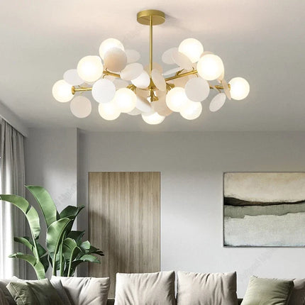 Lustre suspension moderne en verre design raisin doré — LZ4X9T