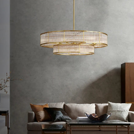 Lustre suspension style loft américain en métal et tubes de verre — LZ4H7Q2