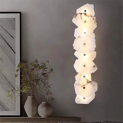 Applique murale moderne en laiton LED longue lampe en marbre naturel 	 de luxe éclairage applique chambre salon salle à manger couloir lumière
