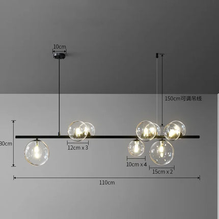 lustre en métal avec boule en verre pour décoration intérieure