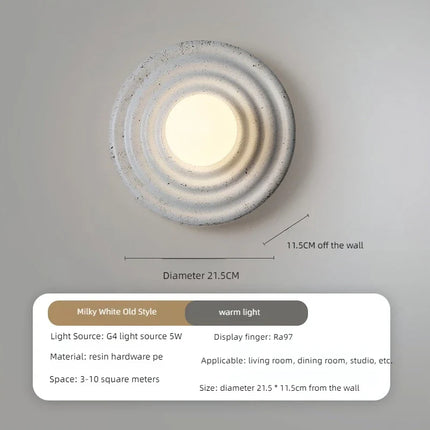 Applique murale LED ronde en résine style rétro japonais — LZ4X9P2