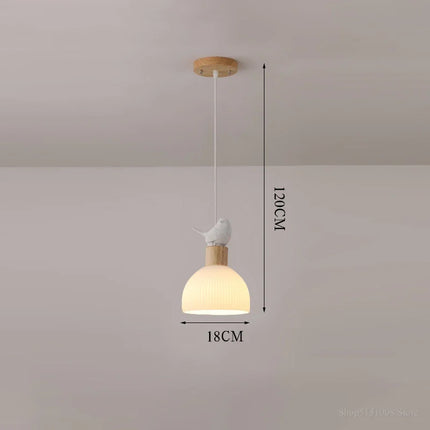 Lustre suspendu LED en bois avec abat-jour en verre blanc — LZ4P9XJ2
