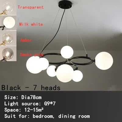 Lustre suspension nordique en verre fumé et doré pour intérieur moderne — LZ4X9P