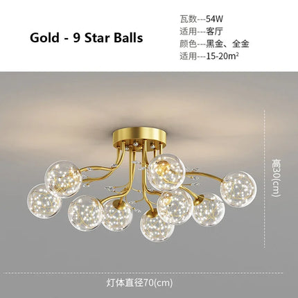 Lustre suspension boule en verre doré style nordique — LZ4X9P2
