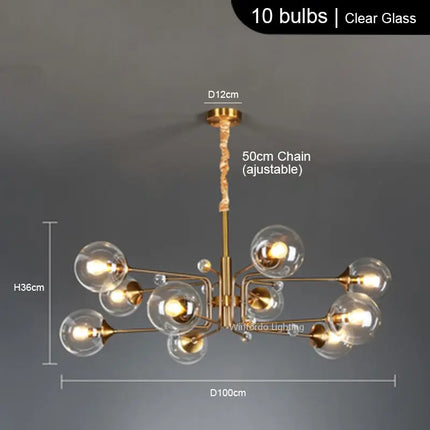 lustre led moderne 10 globes