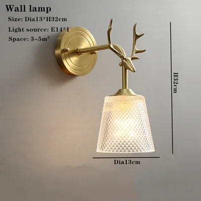 Lustre rétro en verre à multiples têtes finition cuivre — LZ4X9P2