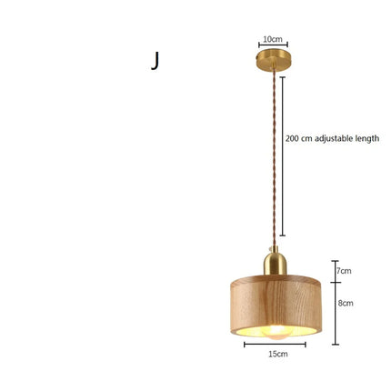 Suspension LED design nordique en laiton et bois pour cuisine îlot — LZ4X9Q2
