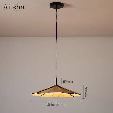 Suspension japonaise wabi-sabi en noyer fait main pour café et restaurant — LZ4X9T2