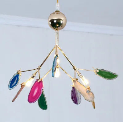 Lustre LED suspension nordique bulle lumière agate naturelle romantique — LZ4X9T2