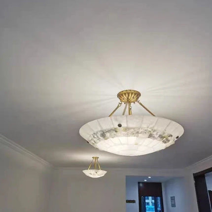 Lustre suspension minimaliste en cuivre et marbre design moderne — LZ4X9P2