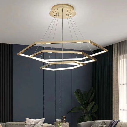 Suspension lustre hexagonal LED moderne et luxueux — LZ4X9P2