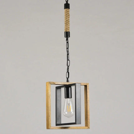 Suspension vintage en bois et métal style américain pour restaurant — LZ4X9P2
