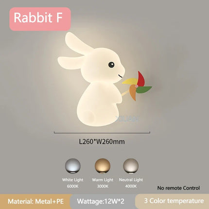 Applique murale enfant avec motif lapin, carotte et nuage lumineux — LZ4T9Q2N