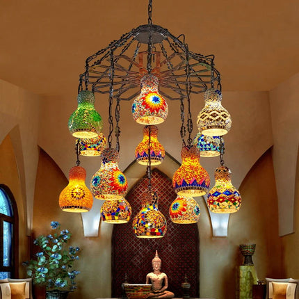 Lustre suspension en mosaïque turque colorée style art déco romantique — LZ4X9P2