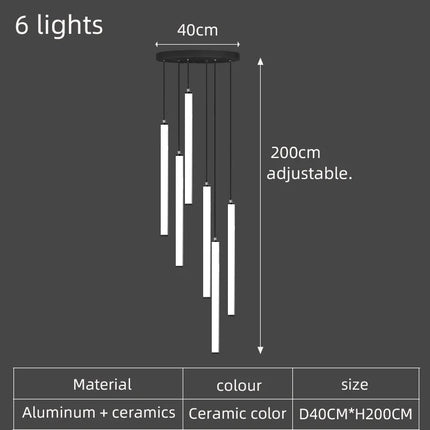 Lustre LED tube long spirale au design minimaliste moderne 2023 — LZ4X9M