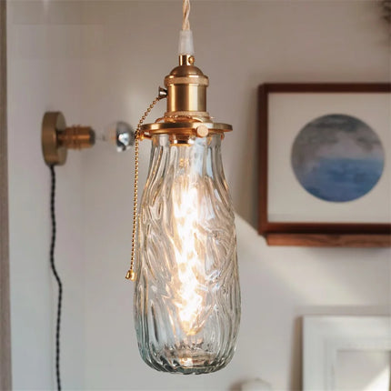 Lustre rétro nordique en laiton avec interrupteur à tirage — LZ4X9T