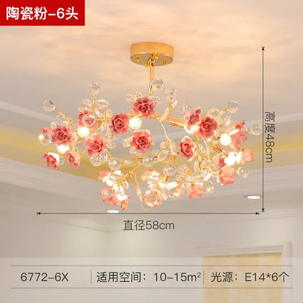 Lustre italien en céramique avec éclairage cristal pour mariage et intérieur — LZ4P9XJ2